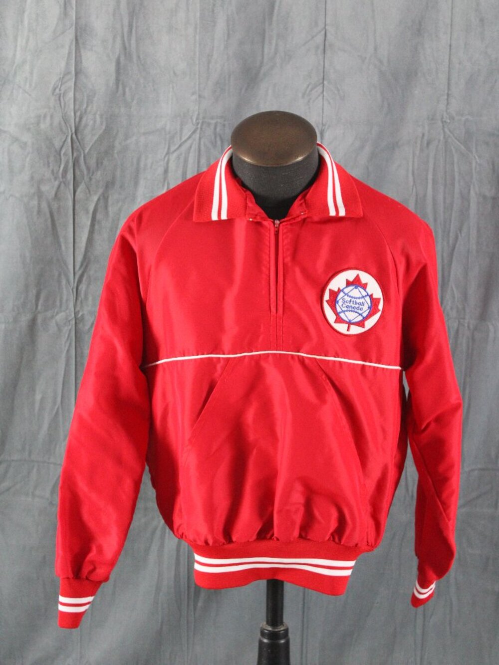 Vintage Baseball Jacket - Softball Canada 70s Pullover - Men's Large